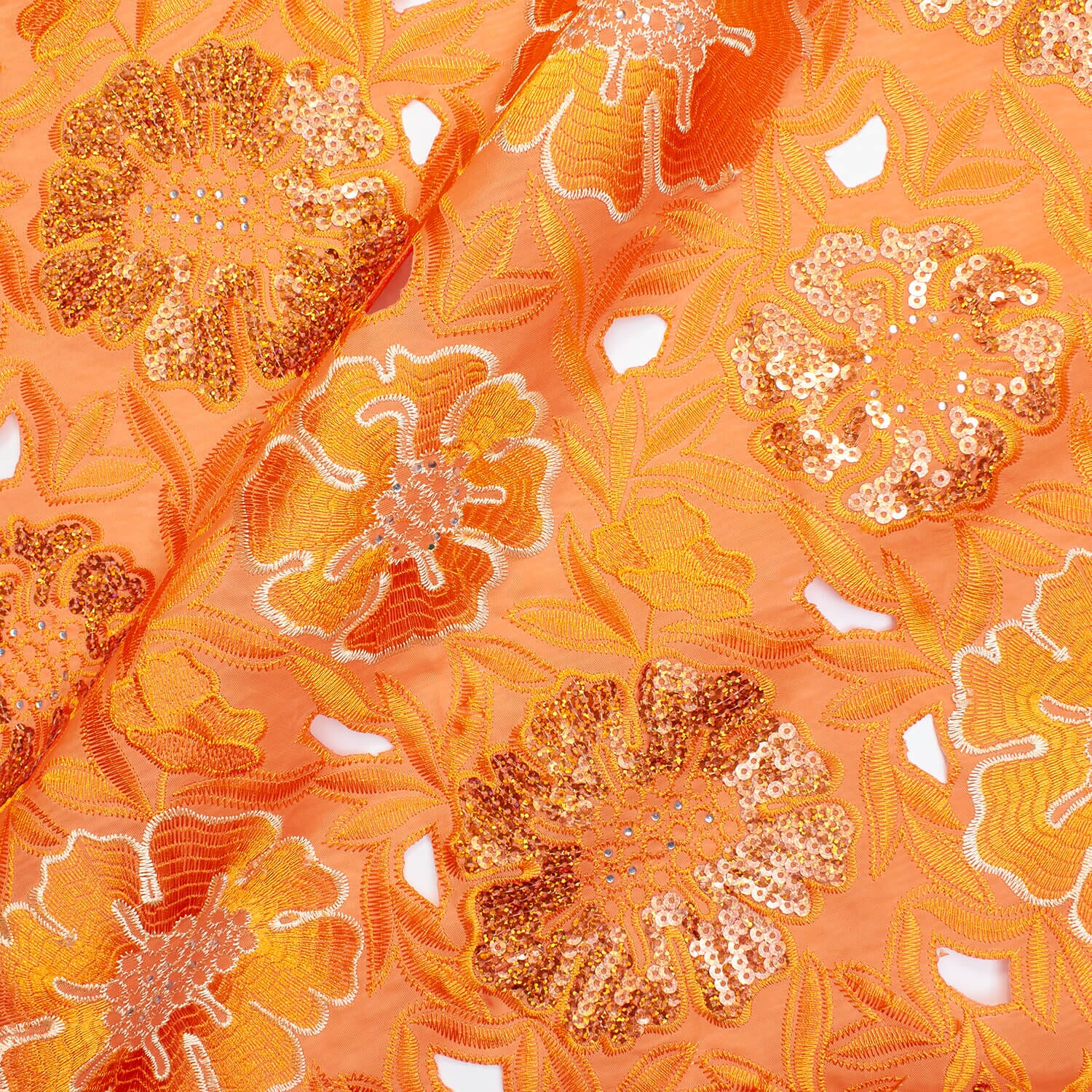 Floral Organza Embroidery Lace with Sequins - Image 2