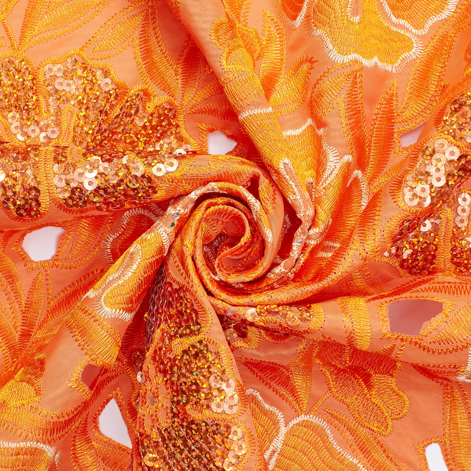 Floral Organza Embroidery Lace with Sequins - Image 4