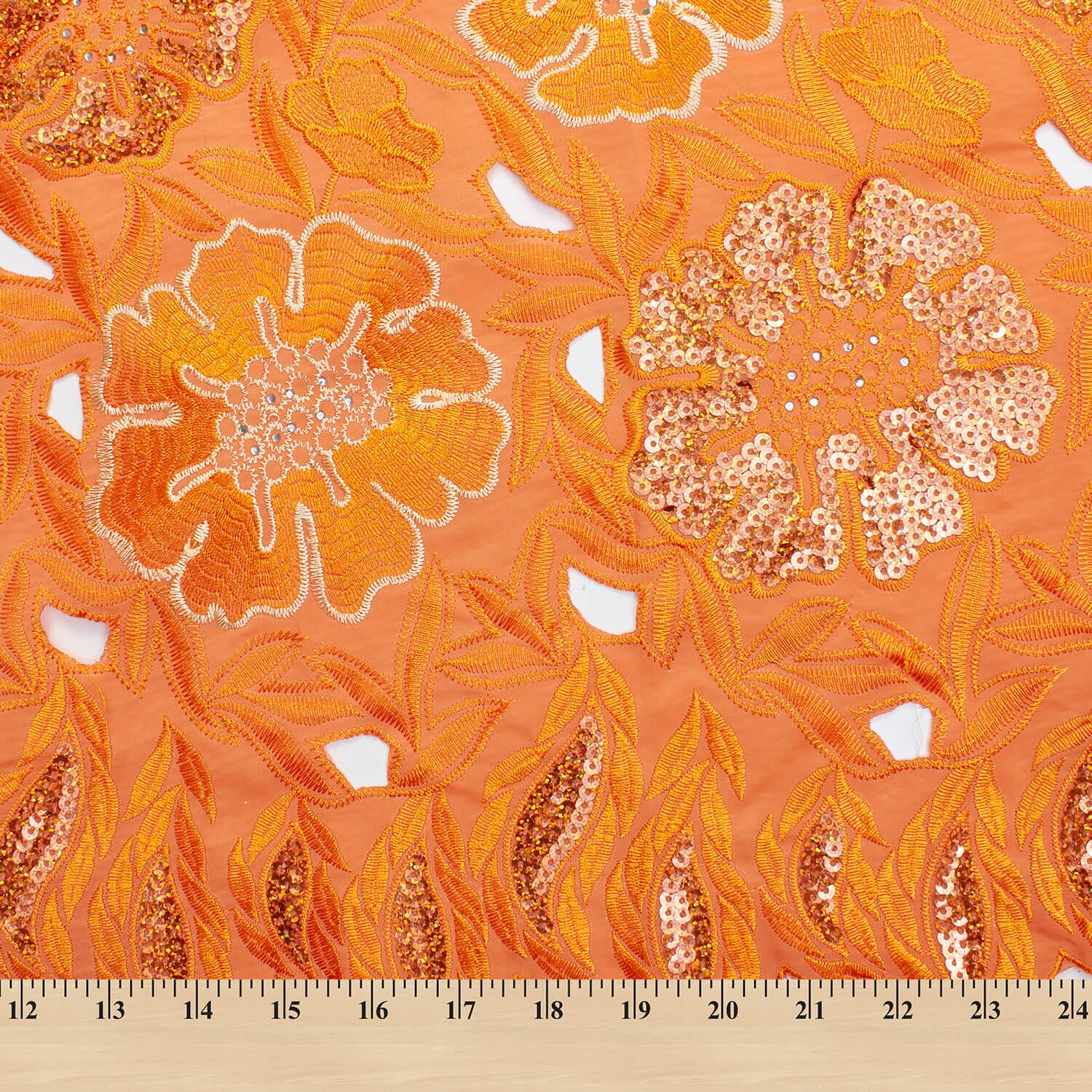 Floral Organza Embroidery Lace with Sequins - Image 5