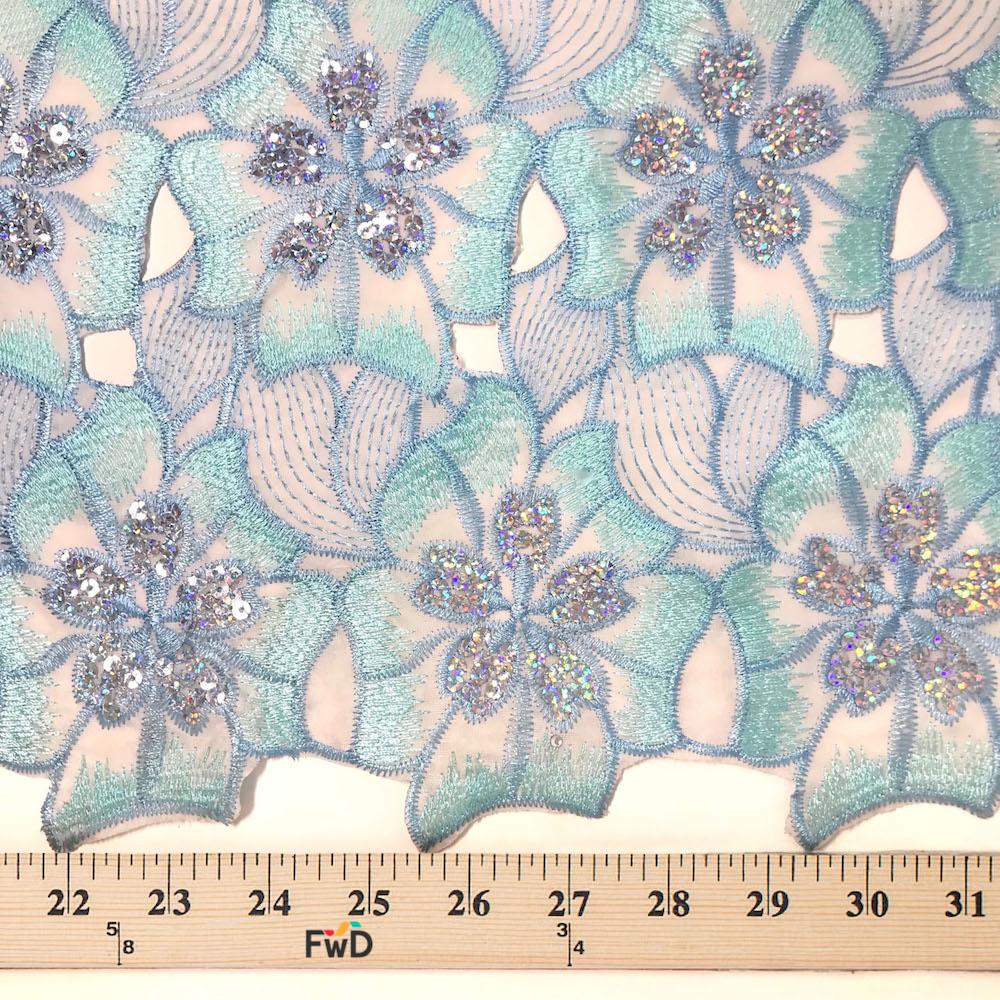 Floral Organza Embroidery Lace with Sequins - Image 7