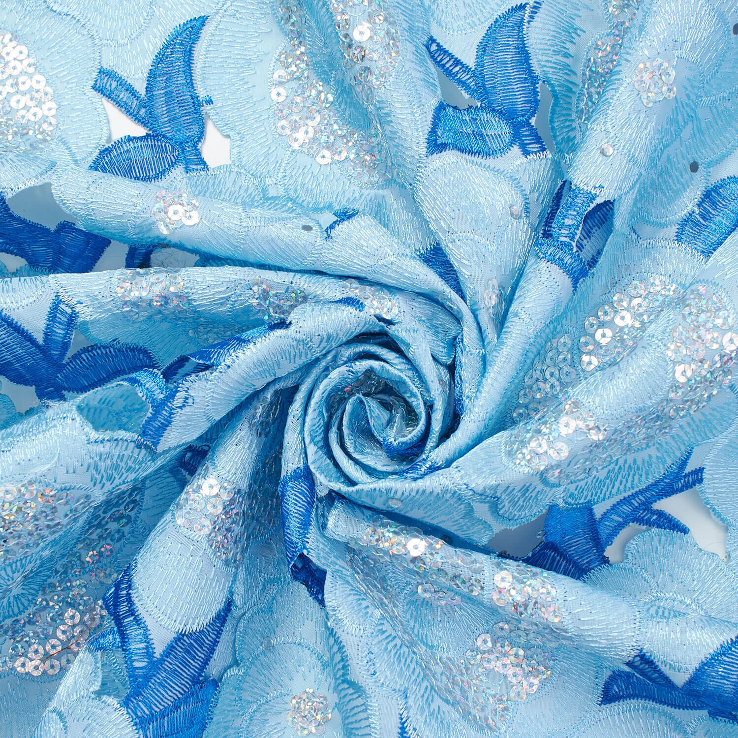 Floral Organza Embroidery Lace with Sequins - Image 9