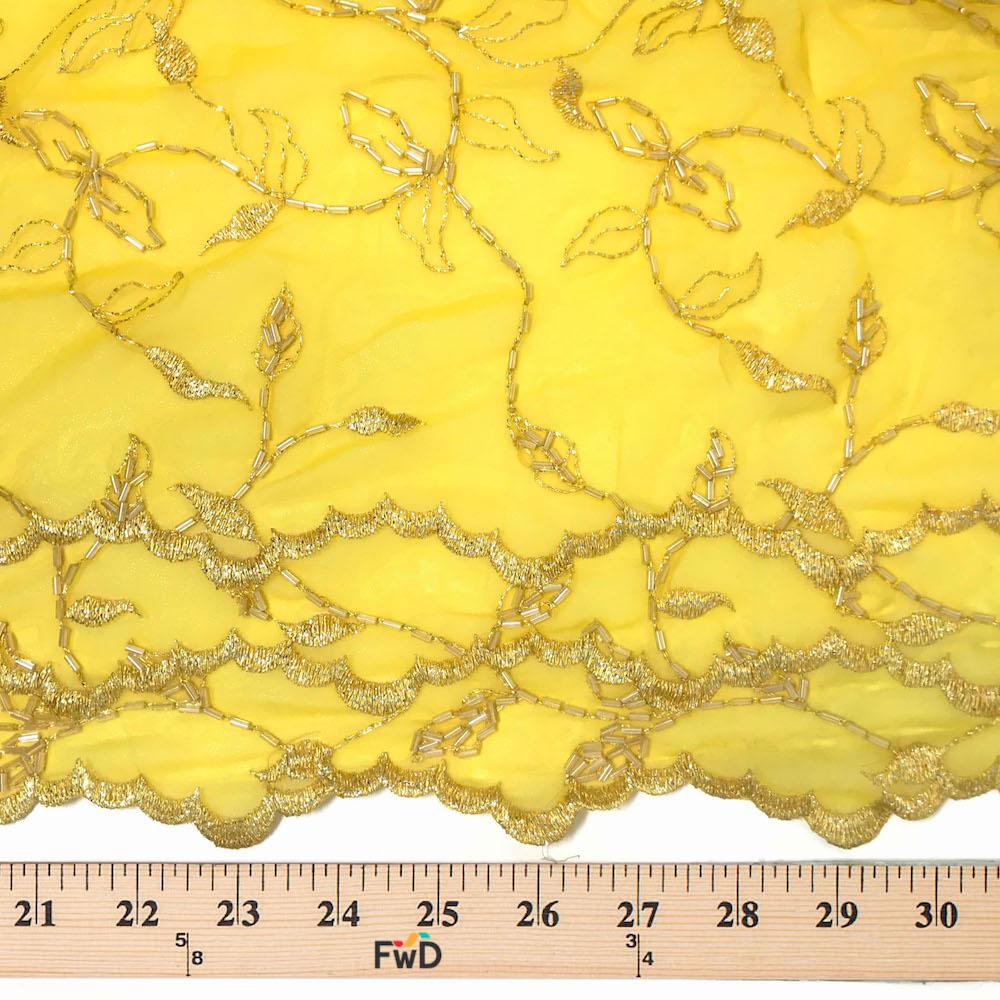 Floral Vine Metallic Embroidery Beaded Georgette Lace - Image 11