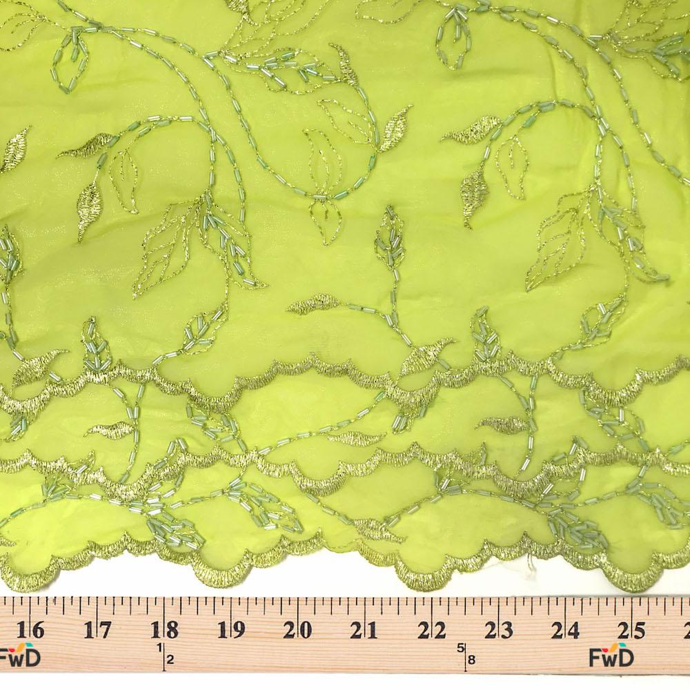 Floral Vine Metallic Embroidery Beaded Georgette Lace - Image 14