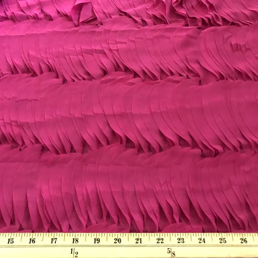 Fuchsia Leaf Ruffle Chiffon - Image 2