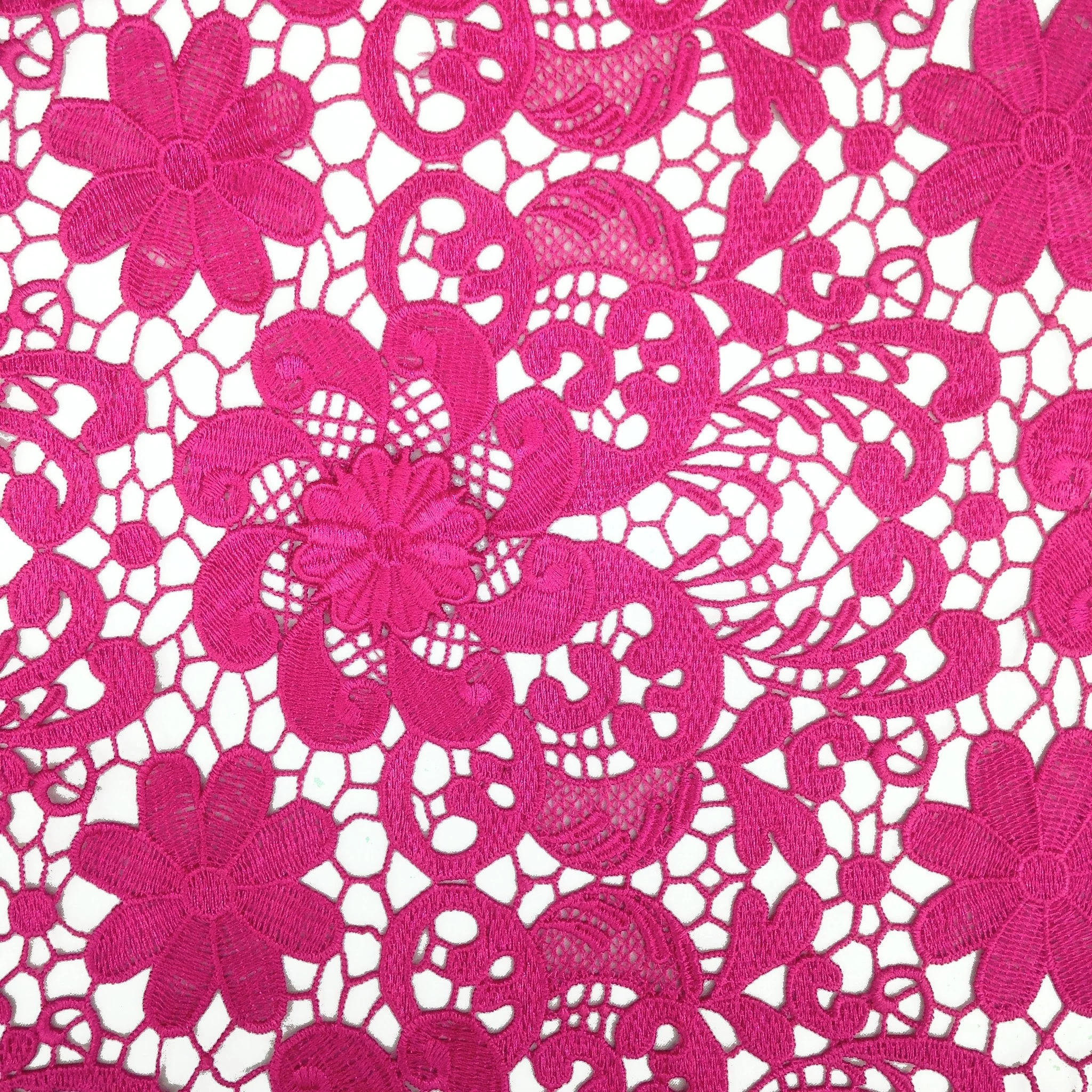 Fuchsia Lily Flower Guipure French Venice Lace - Image 4
