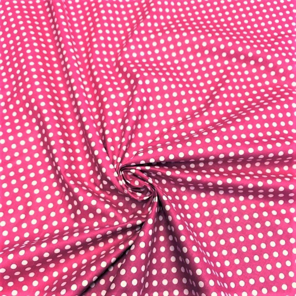 Fuchsia Polka Dot Printed Cotton