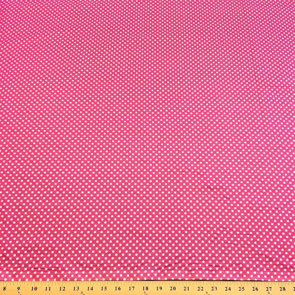 Fuchsia Polka Dot Printed Cotton - Image 2