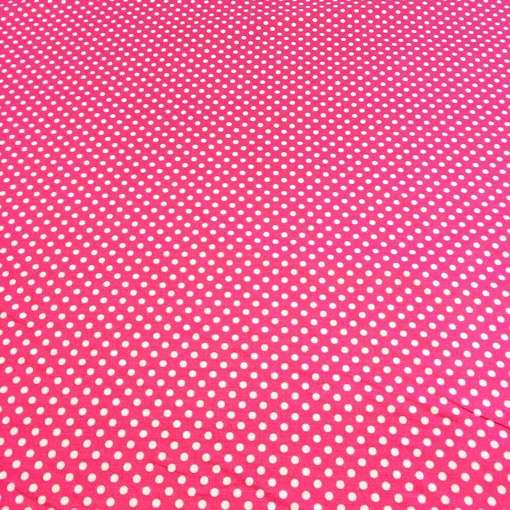 Fuchsia Polka Dot Printed Cotton - Image 3