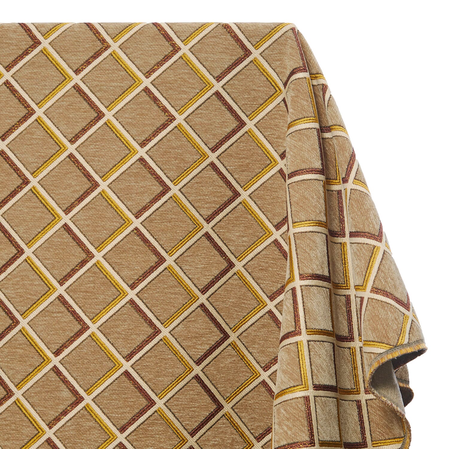 Geometric Grid Metallic Chenille Upholstery Jacquard - Image 10