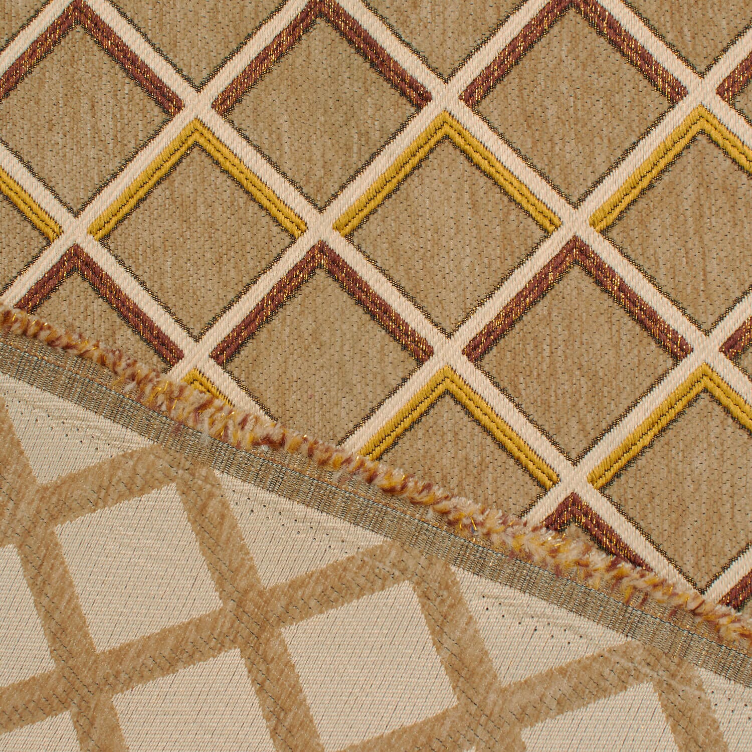 Geometric Grid Metallic Chenille Upholstery Jacquard - Image 12