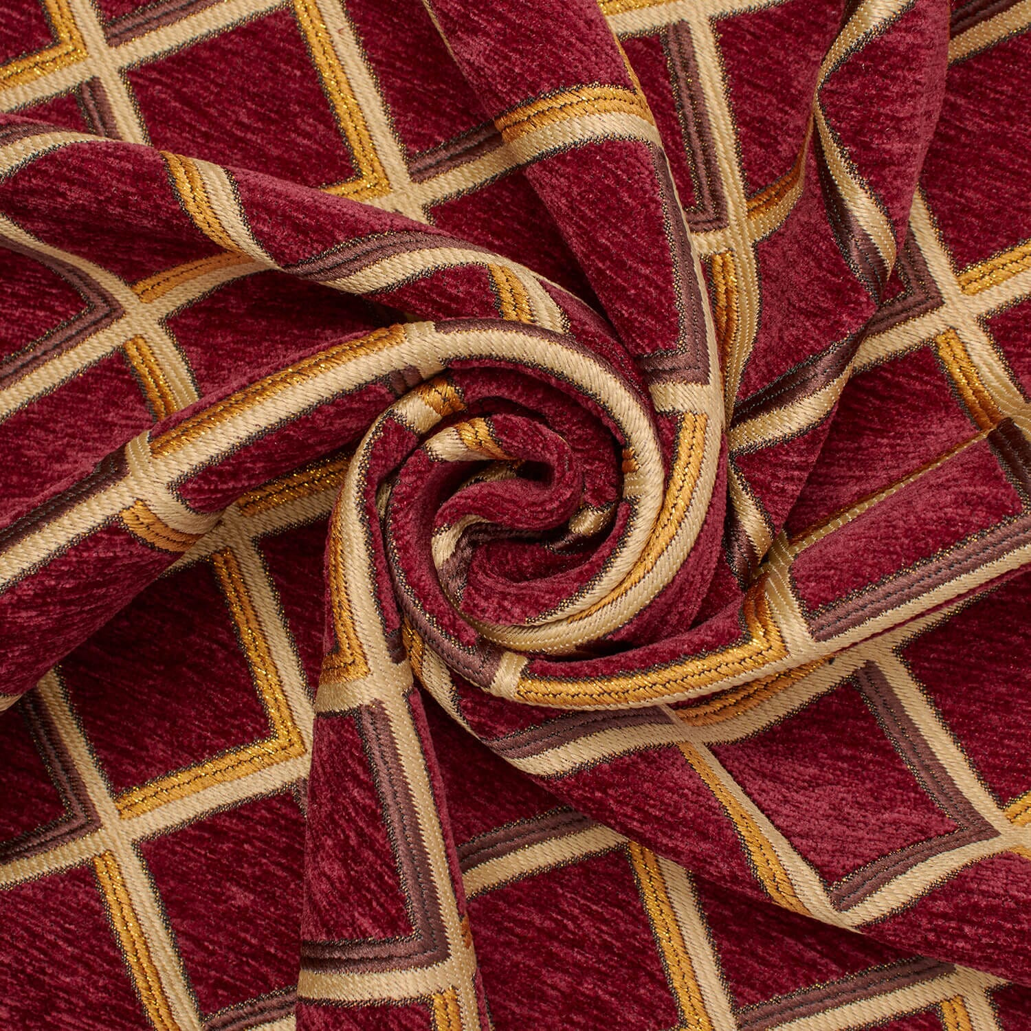 Geometric Grid Metallic Chenille Upholstery Jacquard - Image 3