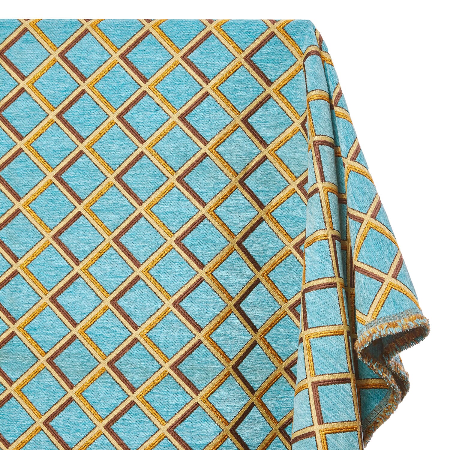 Geometric Grid Metallic Chenille Upholstery Jacquard - Image 6