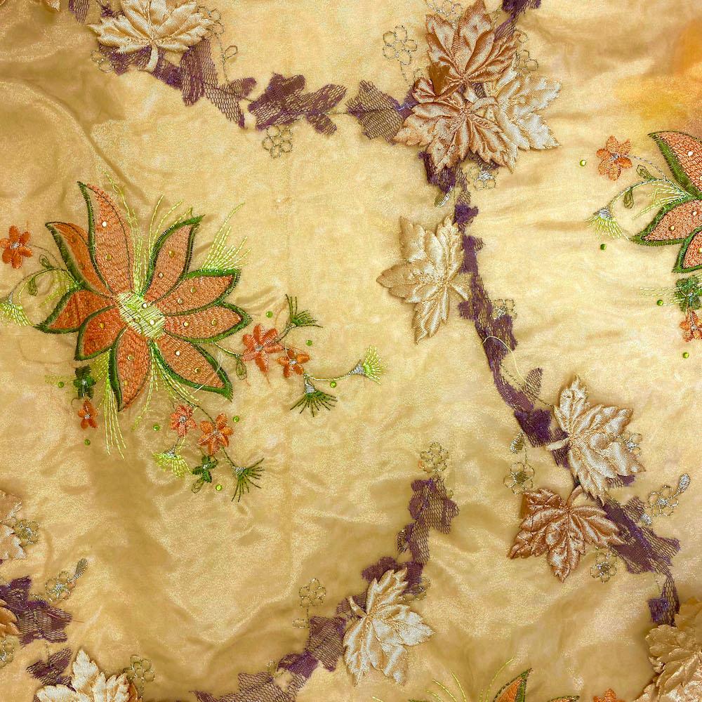 Gold Blossom Floral Patch Double Layer Organza