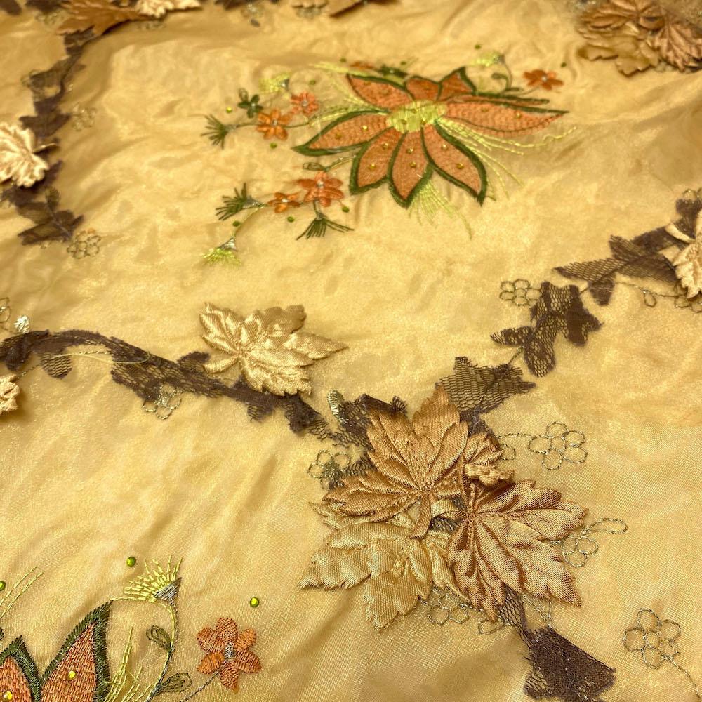 Gold Blossom Floral Patch Double Layer Organza - Image 2