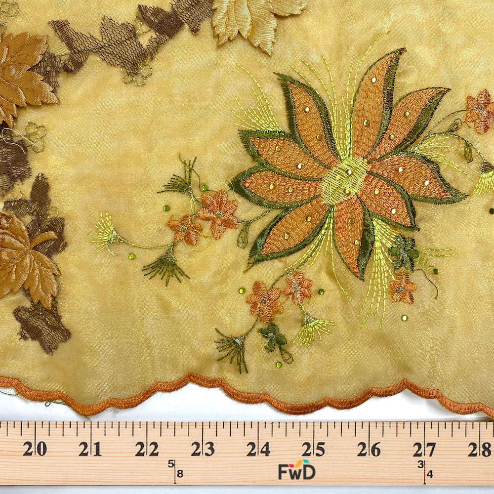 Gold Blossom Floral Patch Double Layer Organza - Image 4