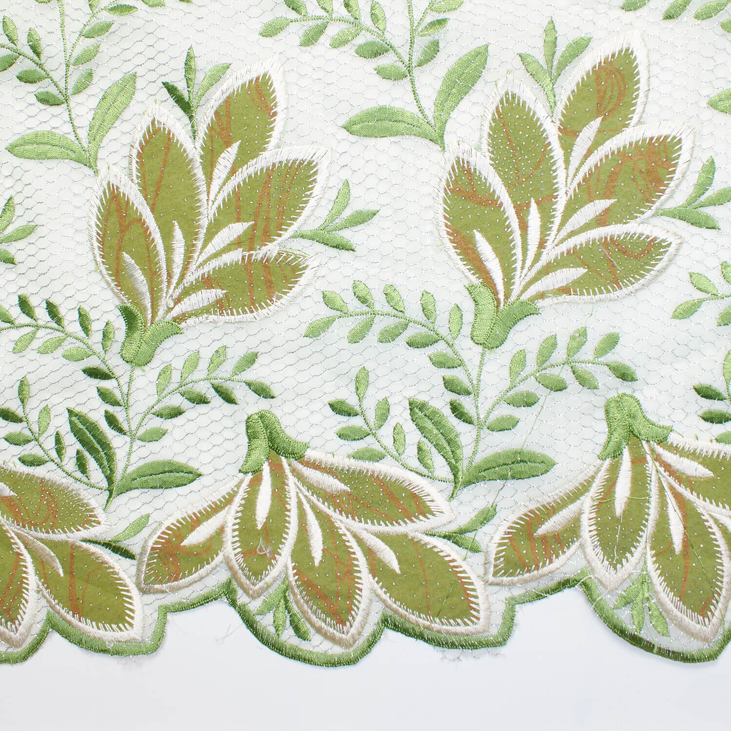Sparkled Mint Leaves Metallic Embroidery Lace - Image 7