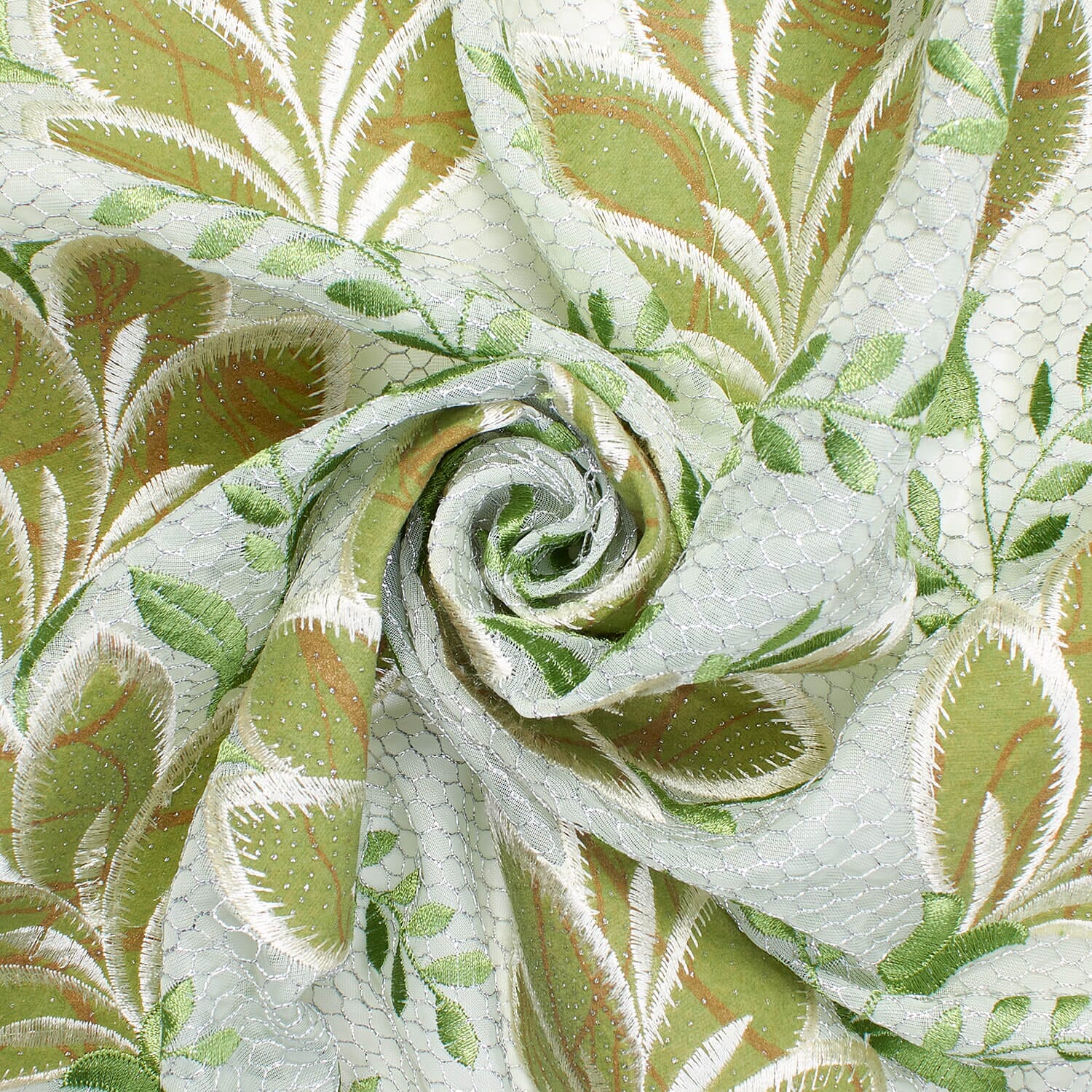 Sparkled Mint Leaves Metallic Embroidery Lace - Image 8