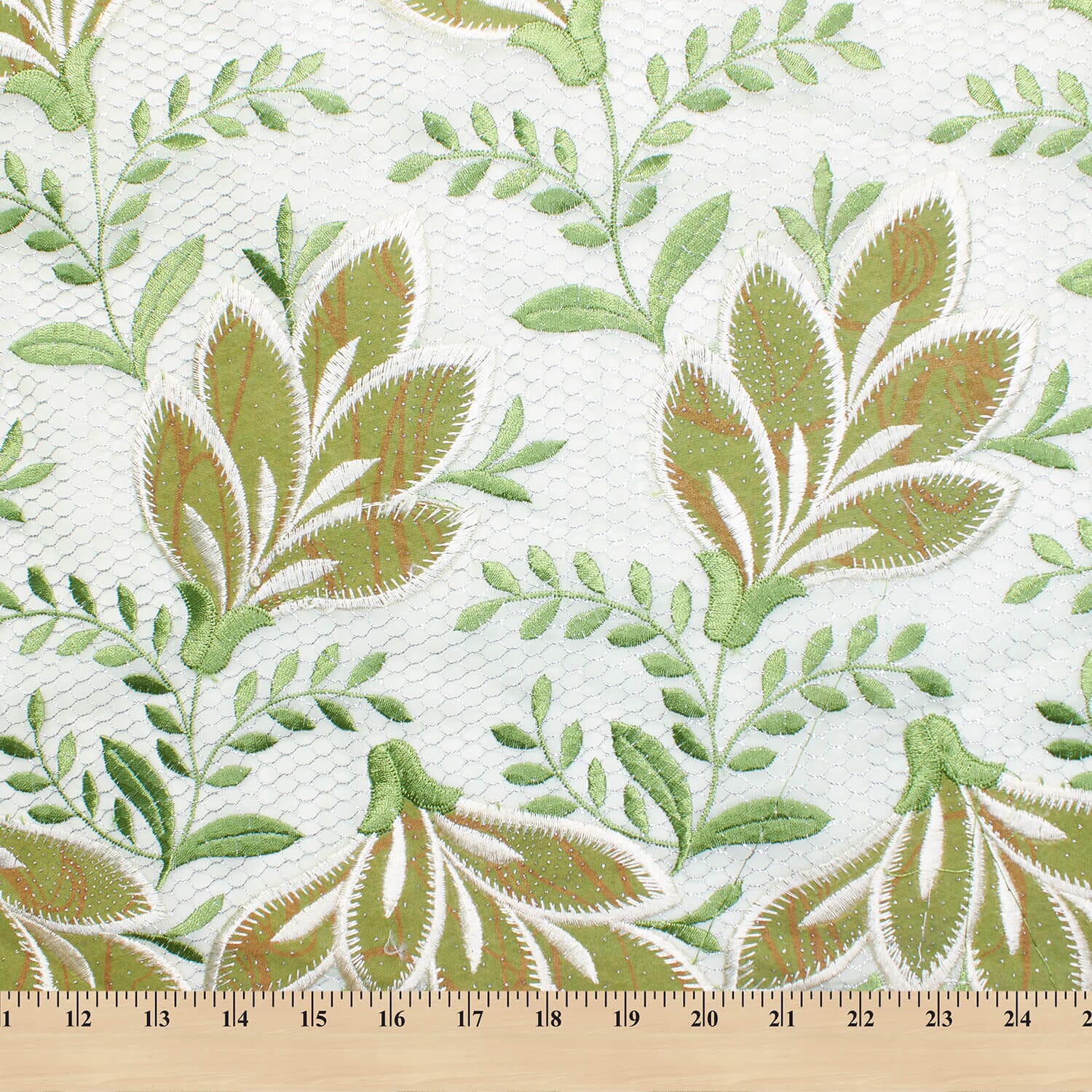 Sparkled Mint Leaves Metallic Embroidery Lace - Image 9