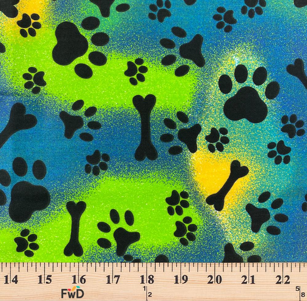 Green Tie-Dye Doggie Print Broadcloth - Image 3
