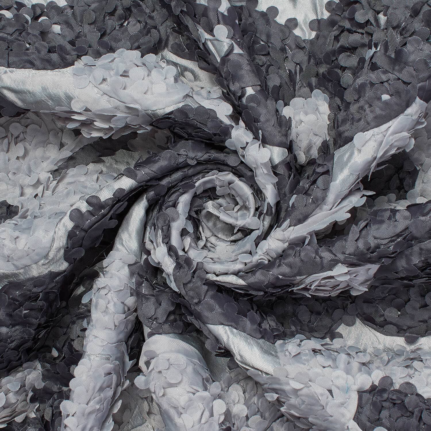 Grey & Charcoal Stringed Ruffle Rosette - Image 2