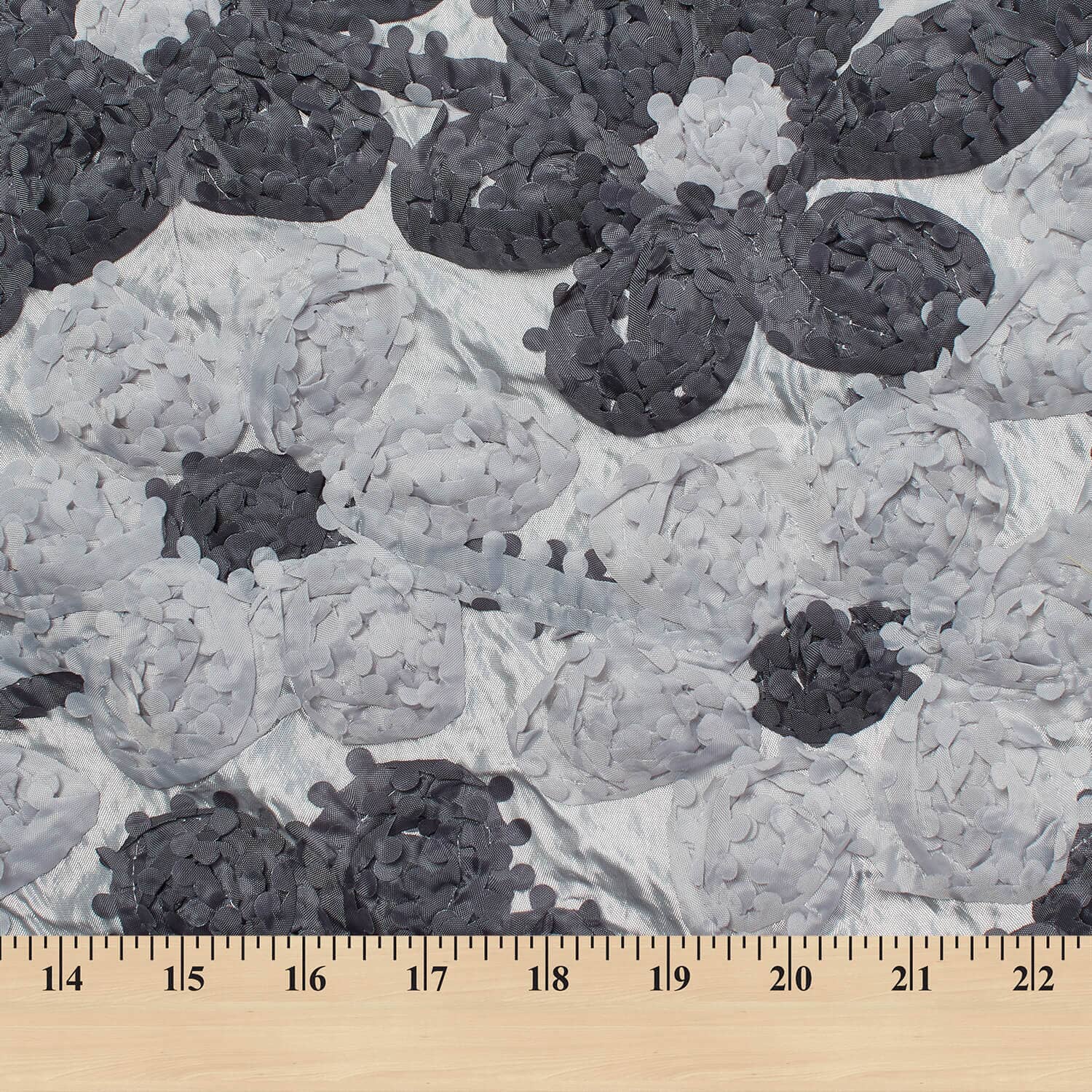 Grey & Charcoal Stringed Ruffle Rosette - Image 3