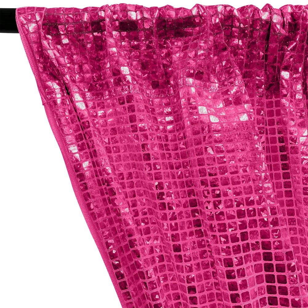 Hologram 8mm Square Sequins Rod Pocket Curtains - Fuchsia - Image 2