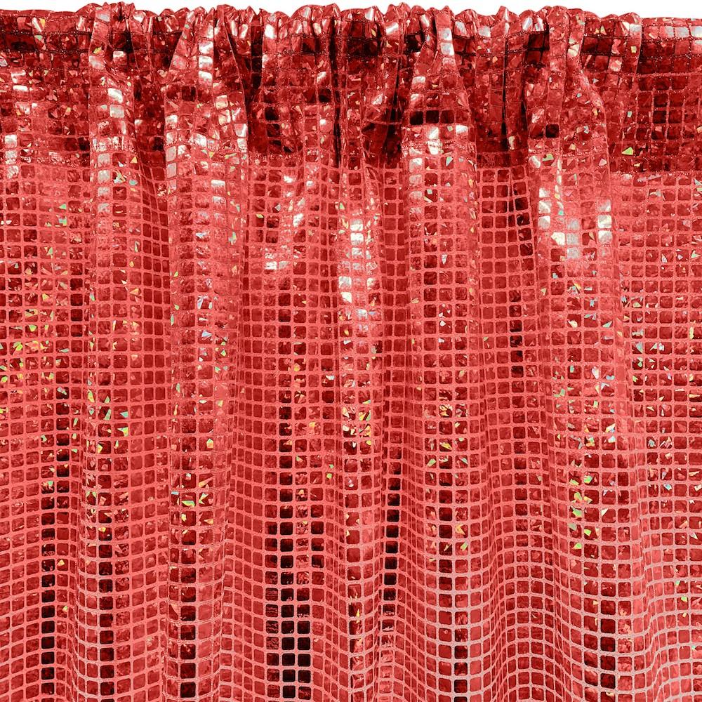 Hologram 8mm Square Sequins Rod Pocket Curtains - Red - Image 2