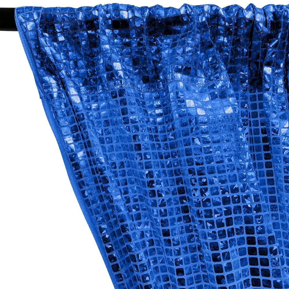 Hologram 8mm Square Sequins Rod Pocket Curtains - Royal Blue - Image 3