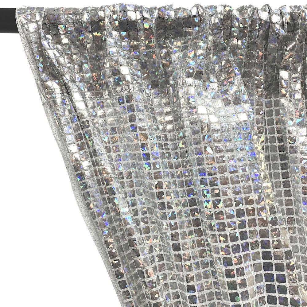 Hologram 8mm Square Sequins Rod Pocket Curtains (All Colors Available) - Silver - Image 2
