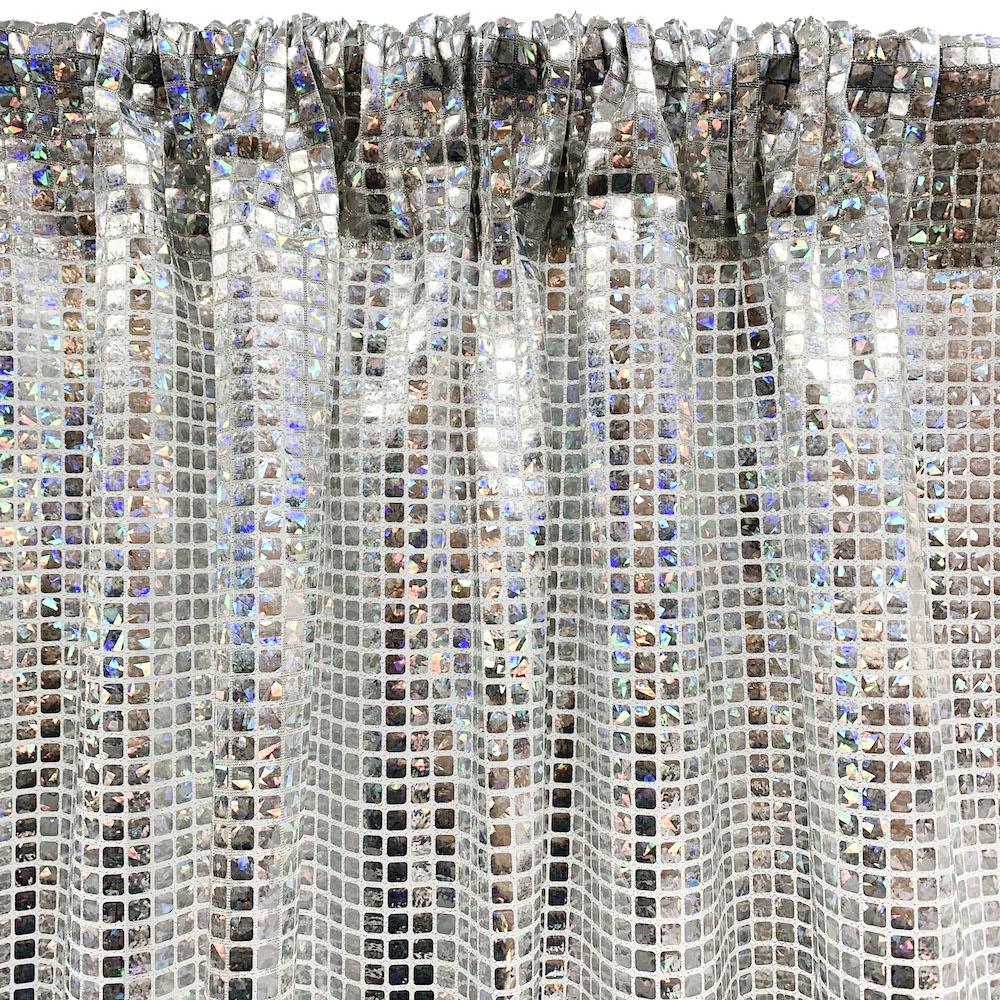 Hologram 8mm Square Sequins Rod Pocket Curtains (All Colors Available) - Silver - Image 3