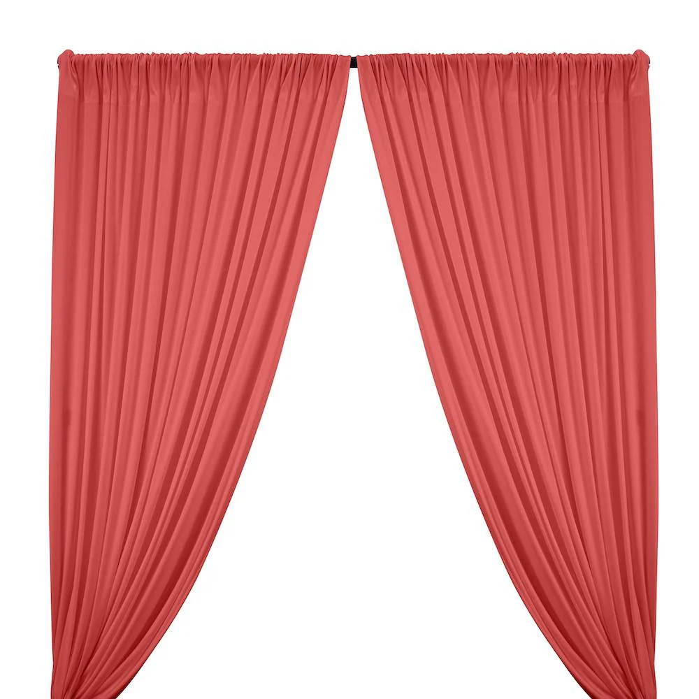 Interlock Knit Rod Pocket Curtains - Coral
