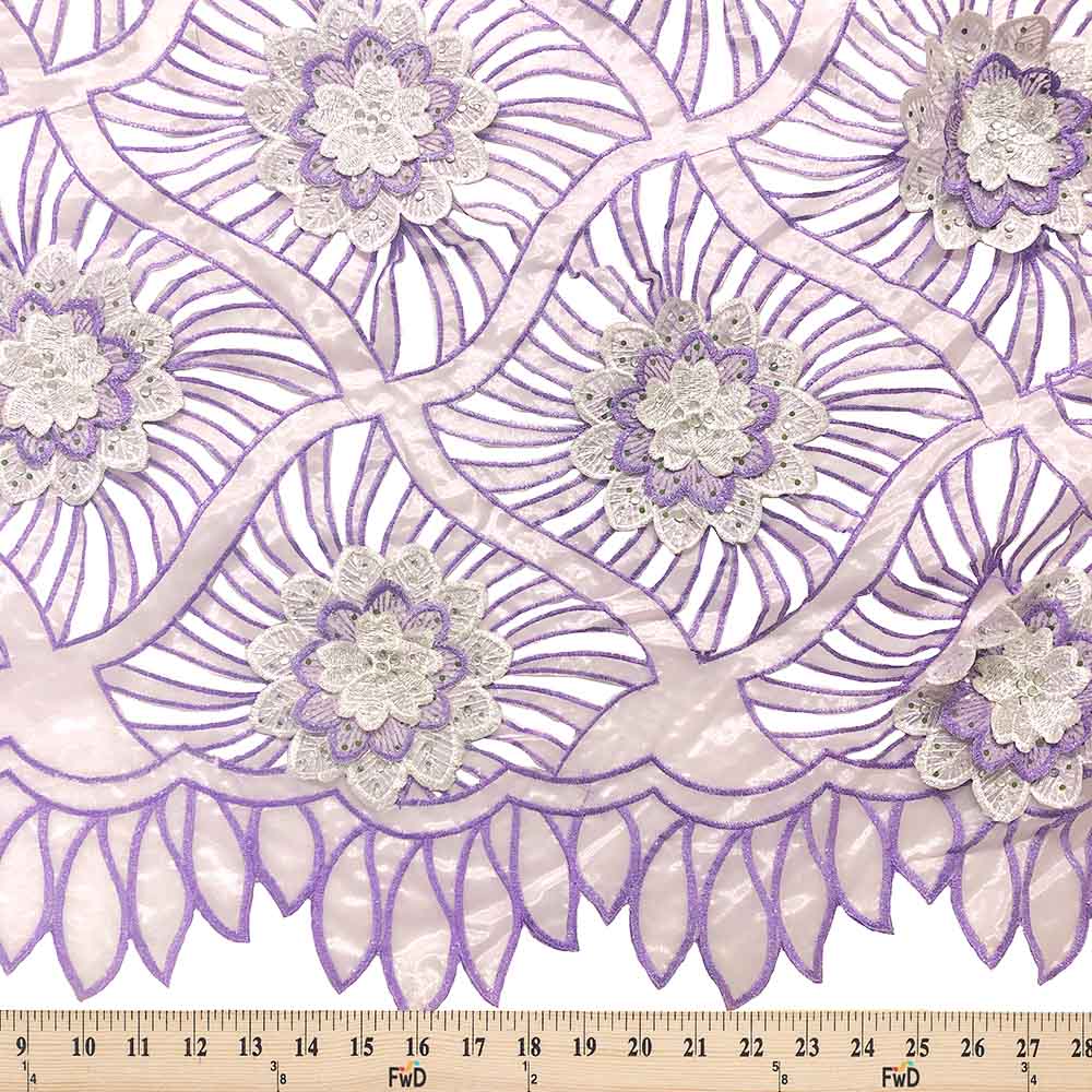 Lavender Beaded Embroidery Corded Organza - Image 4