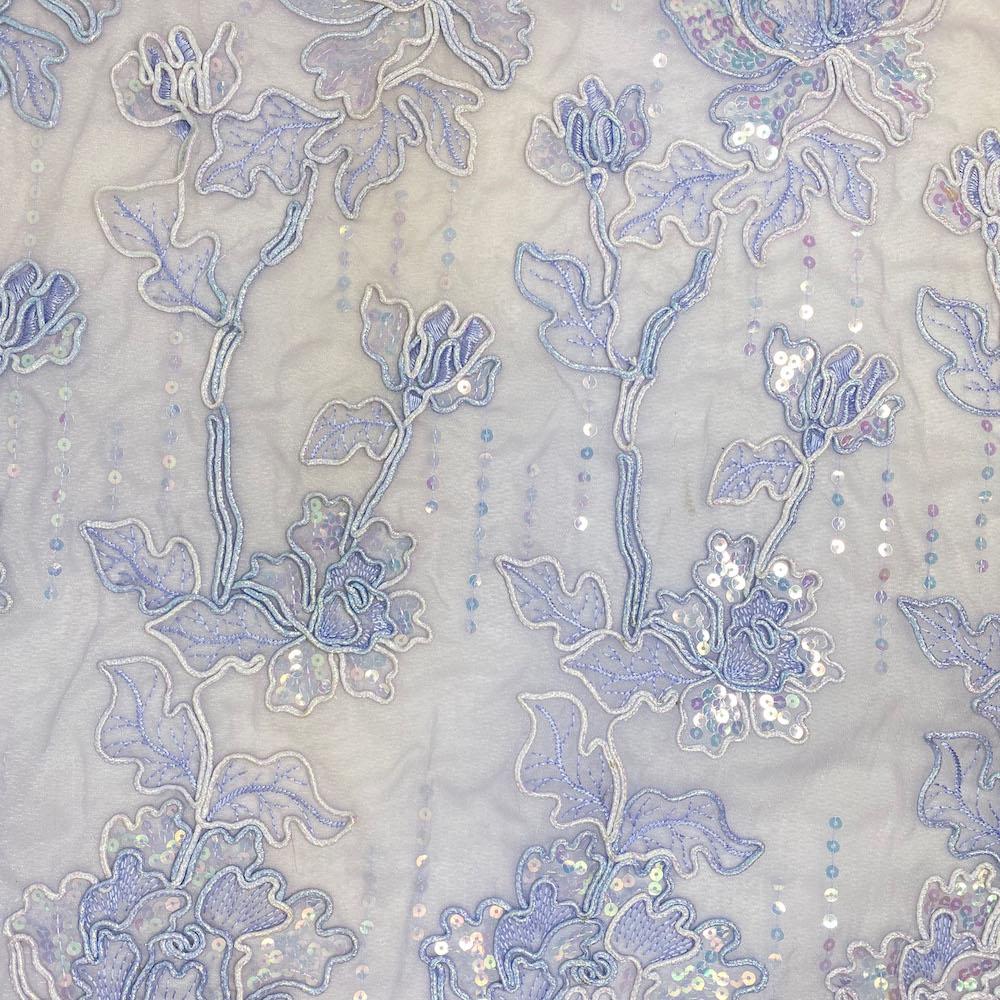 Lavender Iridescent Corded Tulip with Sequins Lace