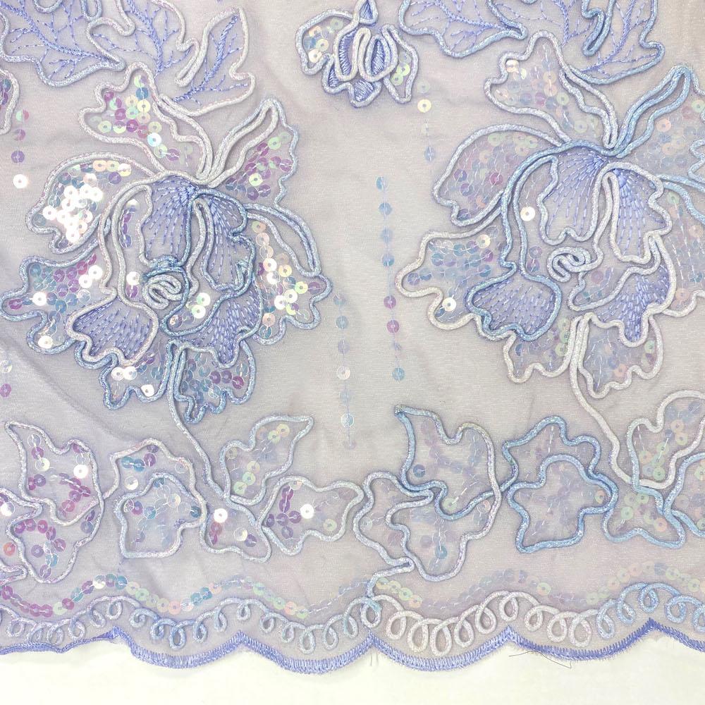 Lavender Iridescent Corded Tulip with Sequins Lace - Image 3