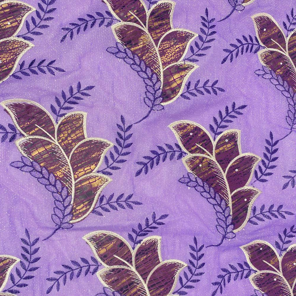 Leaf Snake Printed Embroidered on Sparkled Mesh - Image 10