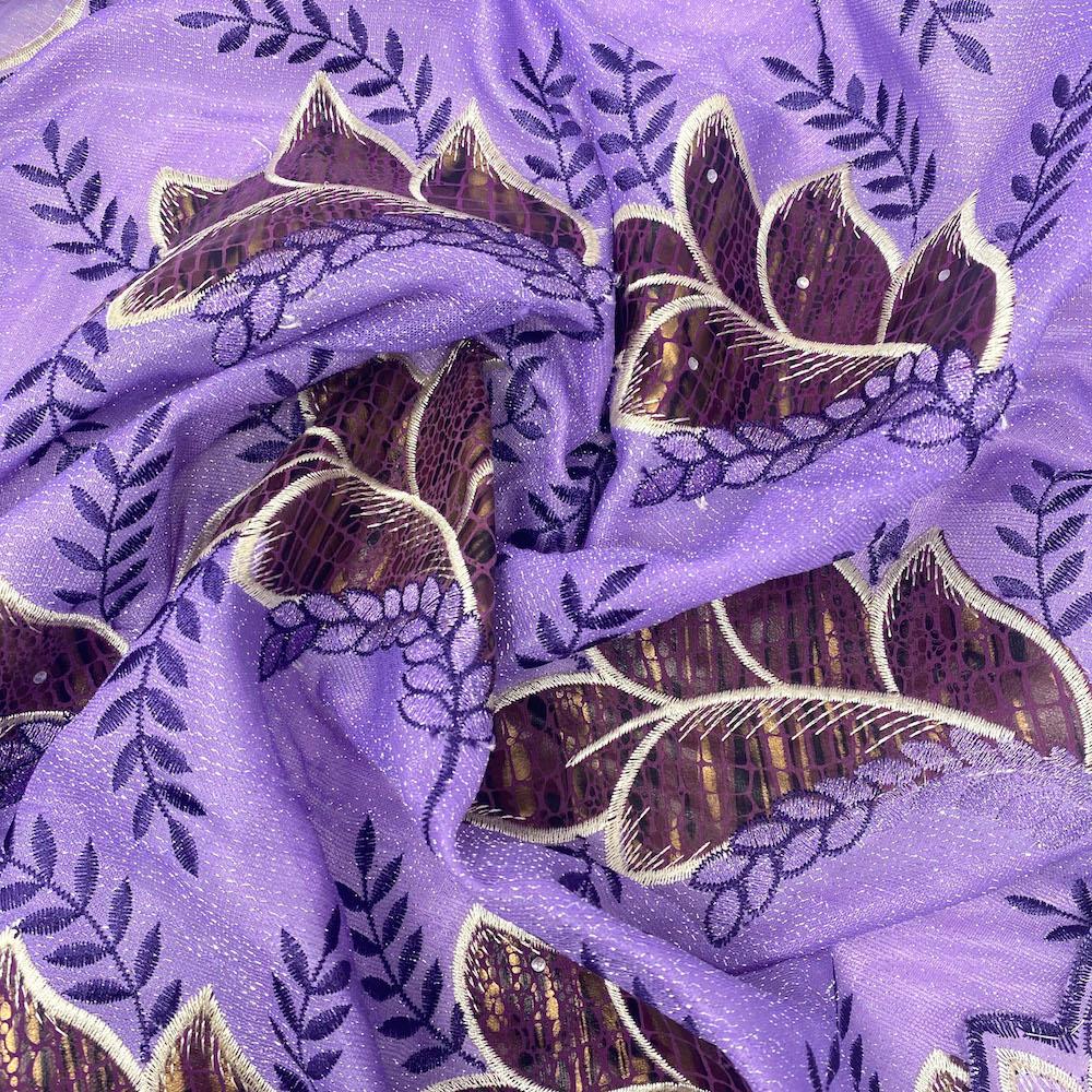 Leaf Snake Printed Embroidered on Sparkled Mesh - Image 12