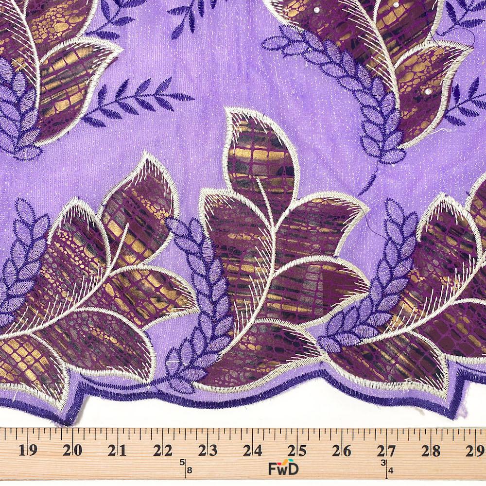 Leaf Snake Printed Embroidered on Sparkled Mesh - Image 13