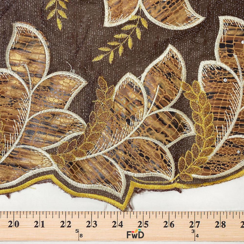 Leaf Snake Printed Embroidered on Sparkled Mesh - Image 16