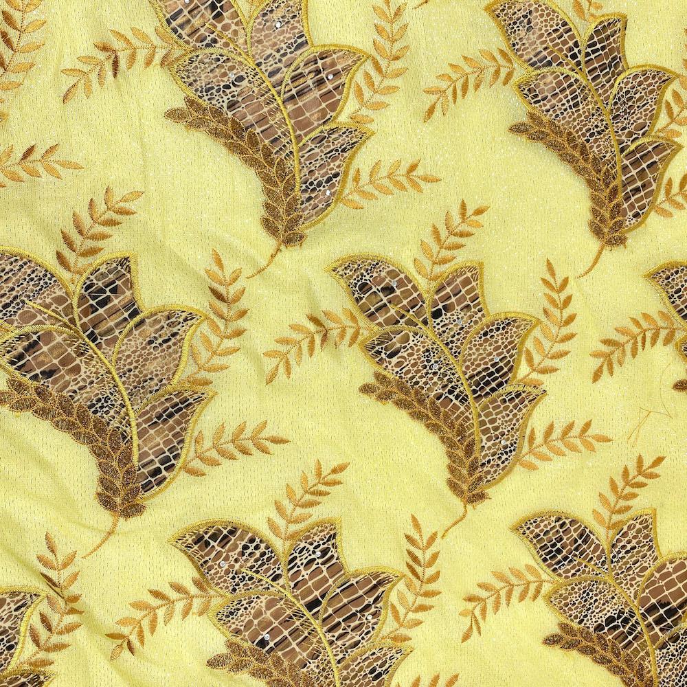Leaf Snake Printed Embroidered on Sparkled Mesh - Image 2