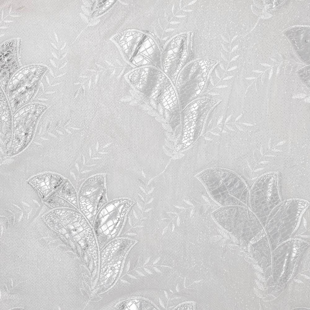 Leaf Snake Printed Embroidered on Sparkled Mesh - Image 6