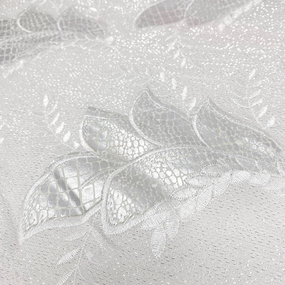 Leaf Snake Printed Embroidered on Sparkled Mesh - Image 7