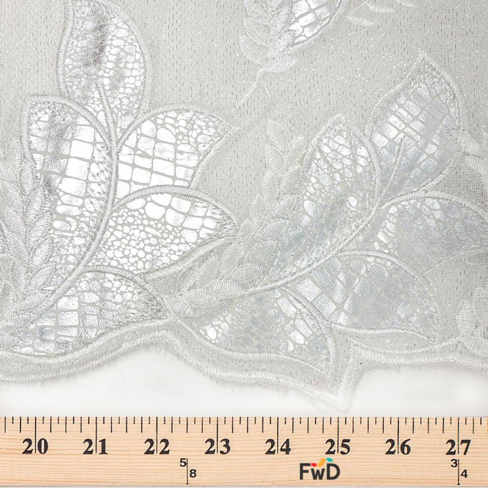 Leaf Snake Printed Embroidered on Sparkled Mesh - Image 9
