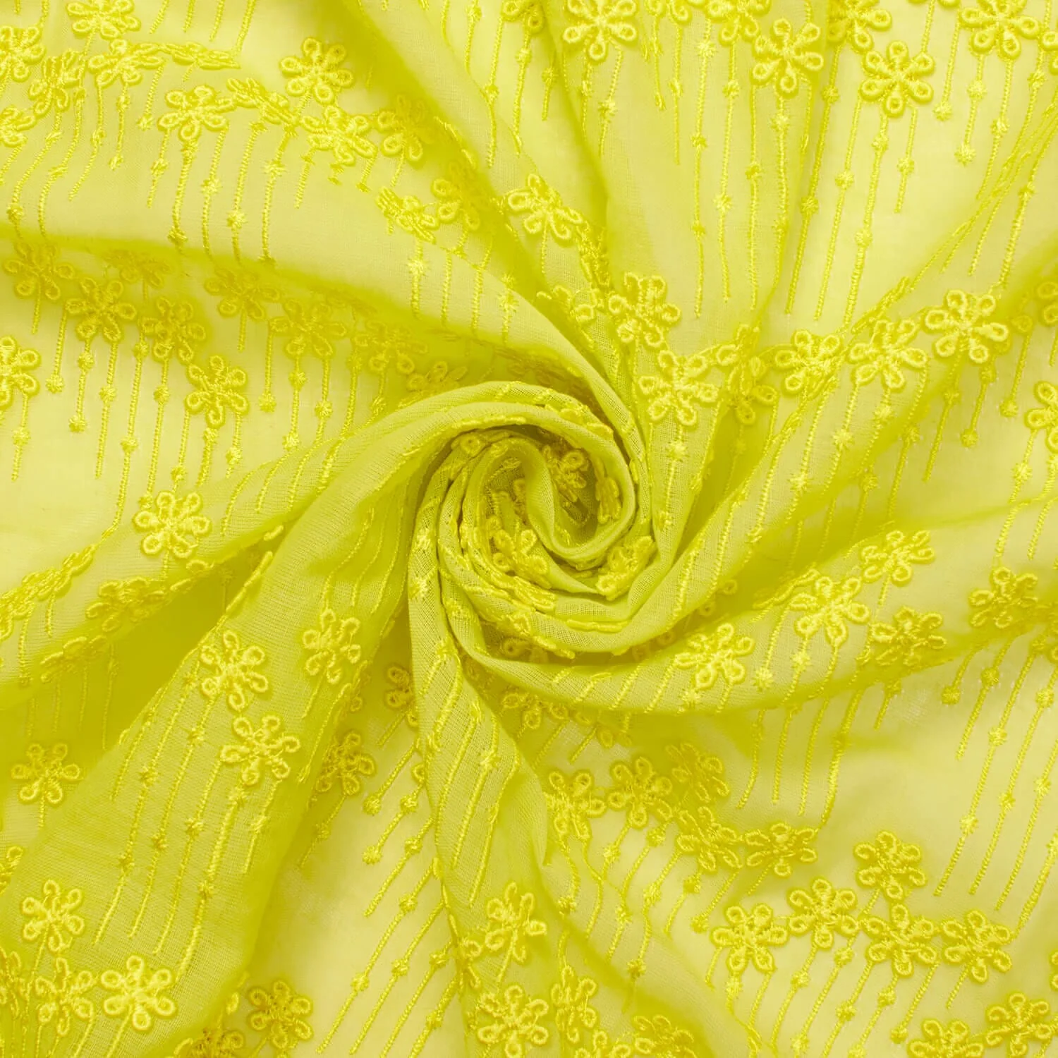 Lemon Flower Embroidery on Voile - Image 2
