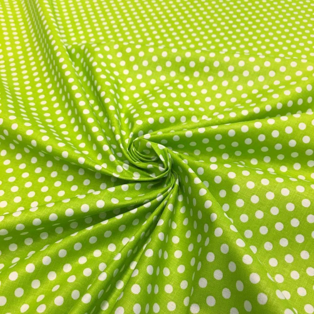 Lime Polka Dot Printed Cotton