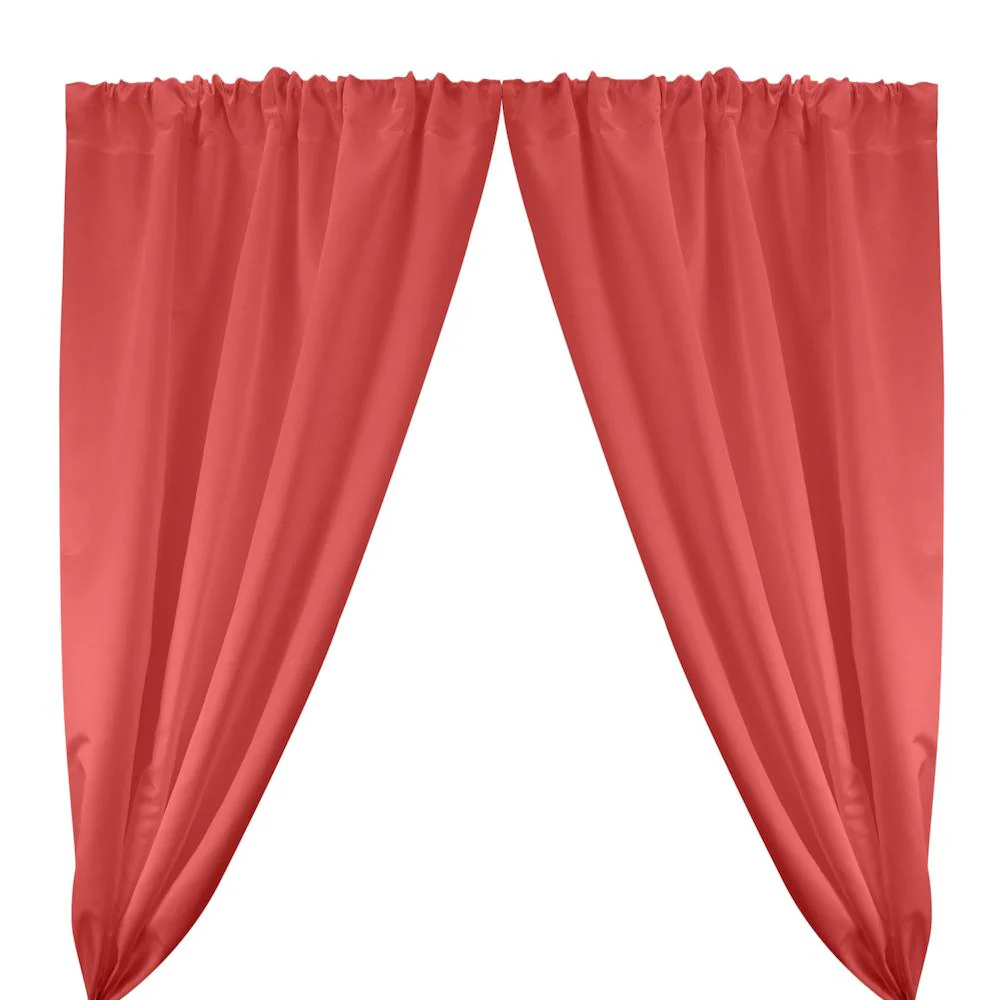 Matte Satin (Peau de Soie) Rod Pocket Curtains - Coral