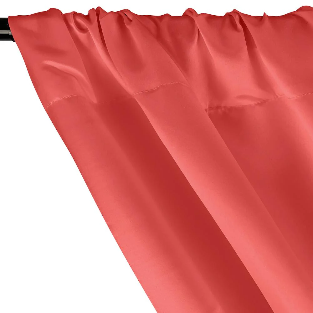 Matte Satin (Peau de Soie) Rod Pocket Curtains - Coral - Image 2