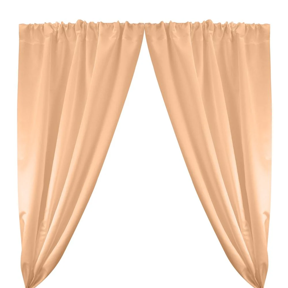 Matte Satin (Peau de Soie) Rod Pocket Curtains - Peach