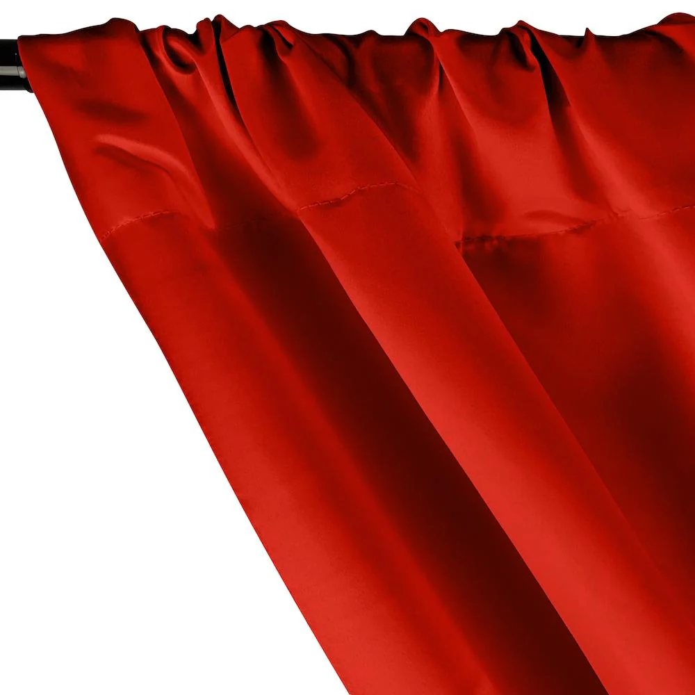 Matte Satin (Peau de Soie) Rod Pocket Curtains - Red - Image 2