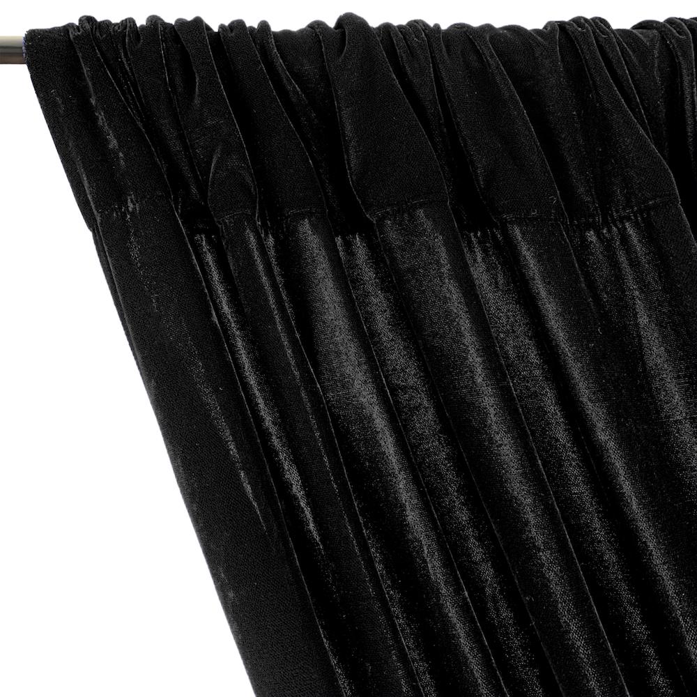 Micro Velvet Rod Pocket Curtains - Black - Image 2