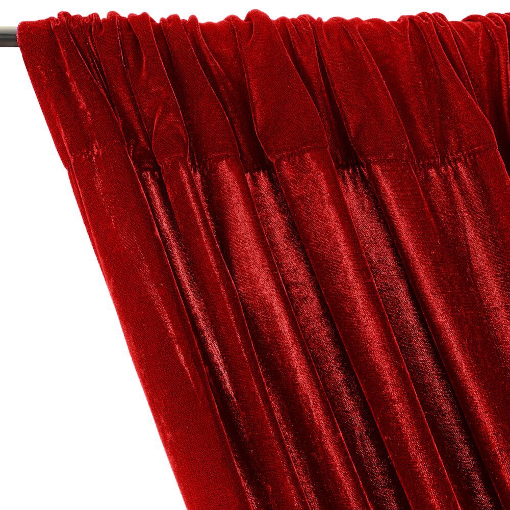 Micro Velvet Rod Pocket Curtains - Red - Image 2